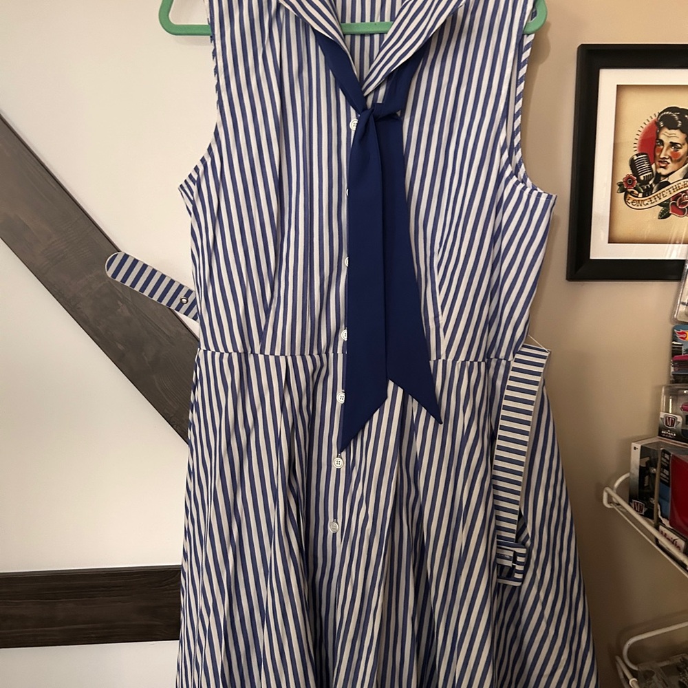 Unique Vintage Pinup Striped Sailor Dress - Picture 2 of 2